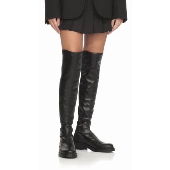 Stuart Weitzman Celia Over The Knee Boots Size 6.5 Black Nappa Leather - Picture 9 of 10
